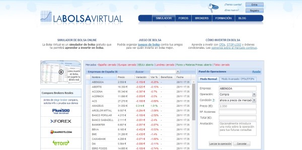 La Bolsa Virtual mejor simulador de Bolsa en español